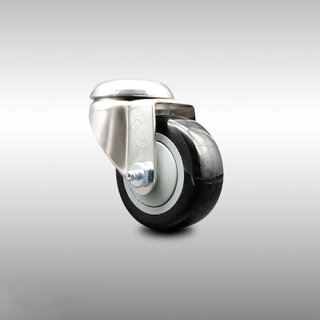 Service Caster 3 Inch 316SS Black Polyurethane Wheel Swivel Bolt Hole Caster SCC-SS316BH20S314-PPUB-BLK